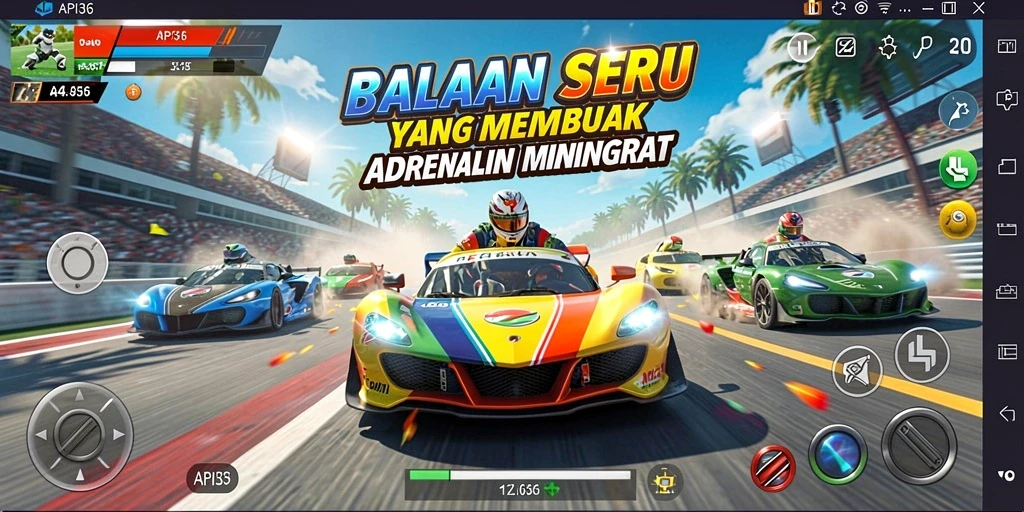 Tampilan gameplay balapan yang mendebarkan di API36.