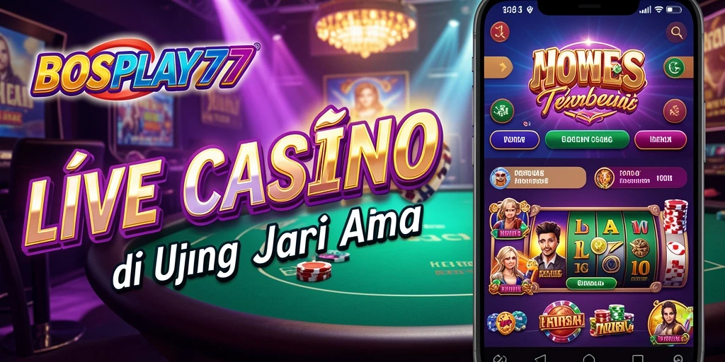 Tampilan utama gameplay <strong>BOSPLAY77</strong> menampilkan dealer langsung dan suasana kasino yang memukau.