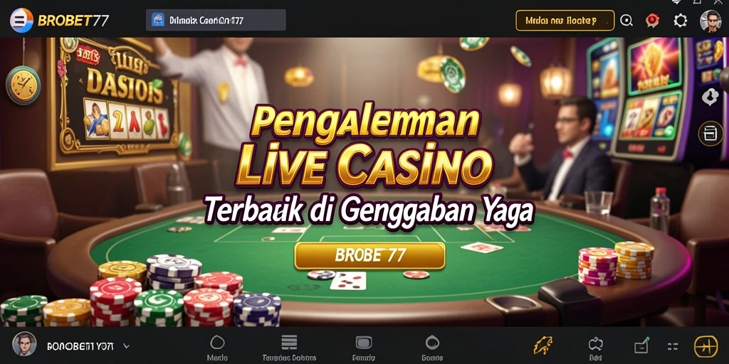 Screenshot gameplay Live Casino BROBET77 menampilkan dealer langsung yang profesional.