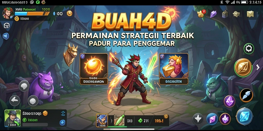 Tangkapan layar dari gameplay BUAH4D menampilkan pertempuran strategis yang mendebarkan.