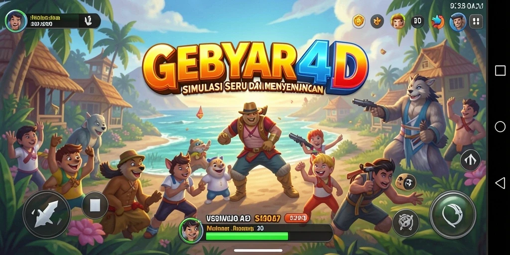 Screenshot gameplay GEBYAR4D menampilkan interaksi karakter dan lingkungan.
