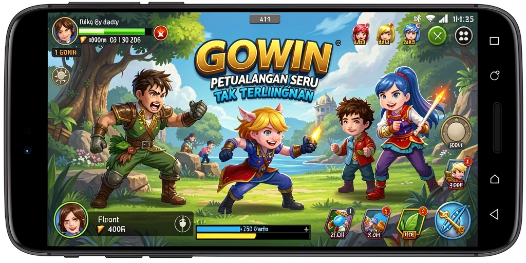 Tangkapan layar dari gameplay <strong>GOWIN</strong> yang menampilkan aksi petualangan yang mendebarkan.