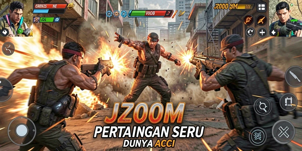 Screenshot utama J200M menampilkan pertarungan aksi seru dan mendebarkan.