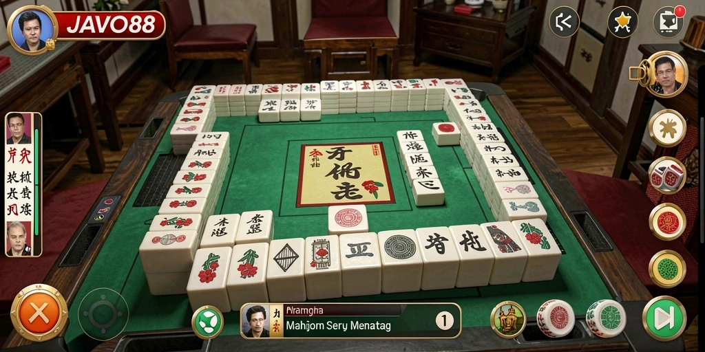Tampilan gameplay Mahjong yang menarik dan penuh tantangan di JAVO88.