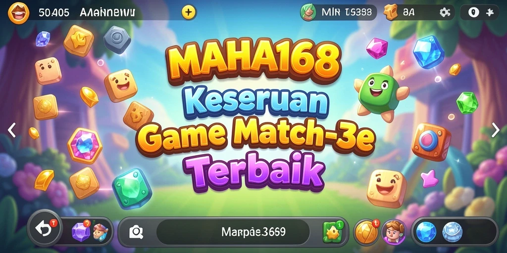 Tampilan gameplay menarik dari MAHA168 dengan desain Match-3 yang cerah.