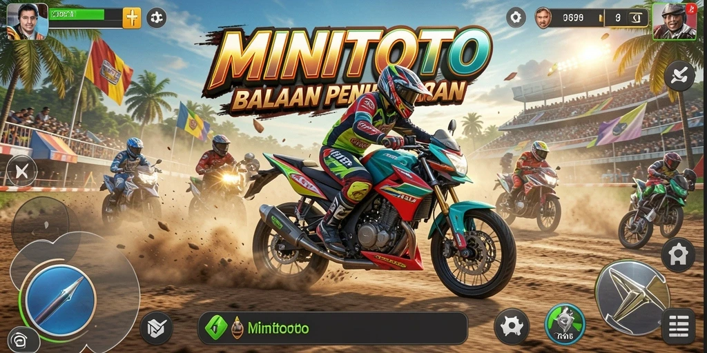 Tangkapan layar gameplay MINITOTO saat balapan motor balap.