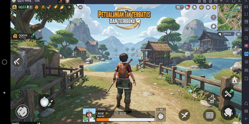 Gameplay QQ222 dengan dunia terbuka yang luas dan indah.