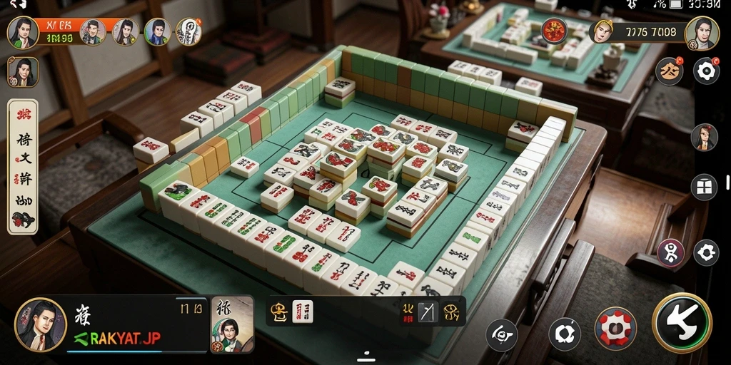 Tampilan gameplay RAKYATJP yang menampilkan keseruan permainan Mahjong.