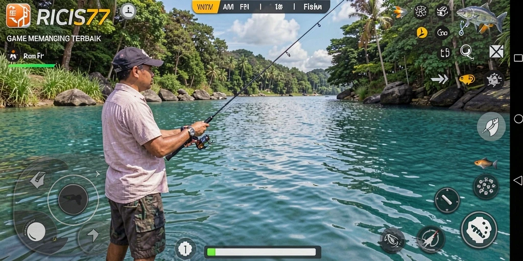 Tampilan gameplay RICIS77 yang menarik saat memancing.