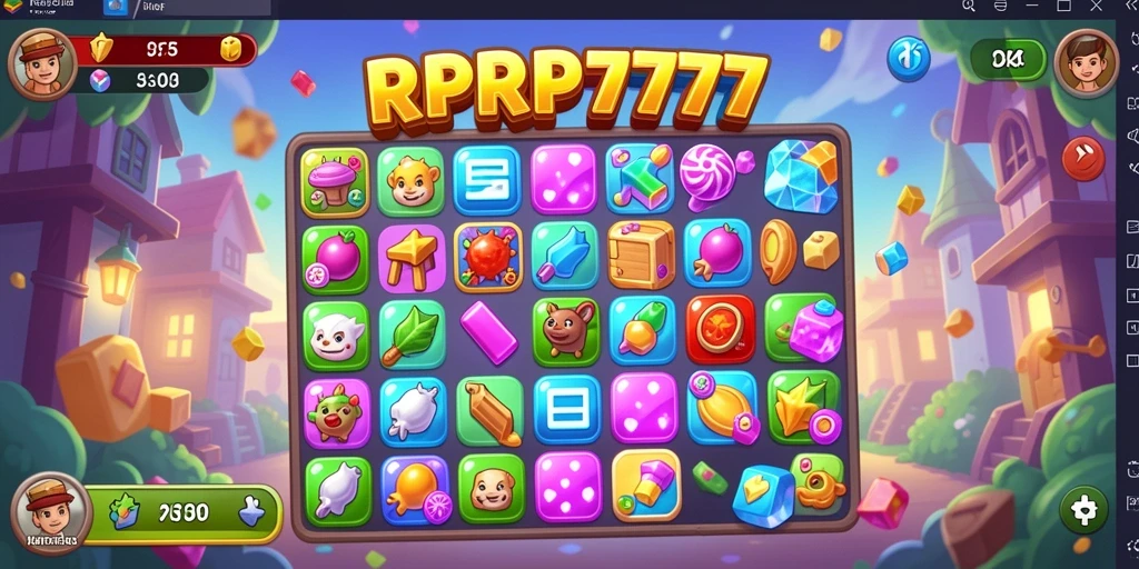 Screenshot gameplay RPRP777 yang menampilkan aksi mencocokkan permata.