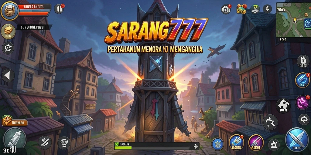 Tampilan gameplay menara pertahanan yang mendebarkan dan menantang.