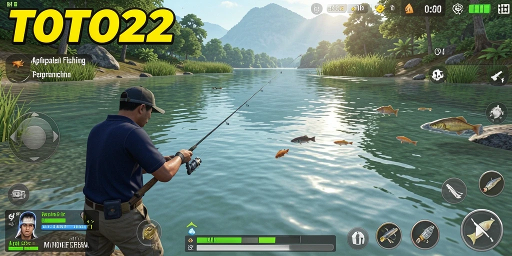 Screenshot gameplay TOTO22 menampilkan momen seru menangkap ikan.